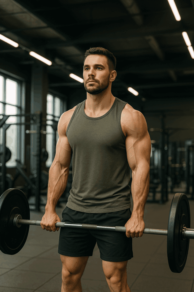 Un hombre entrenando en el gym