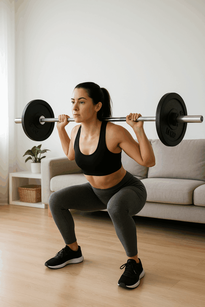 Mujer entrenando en casa