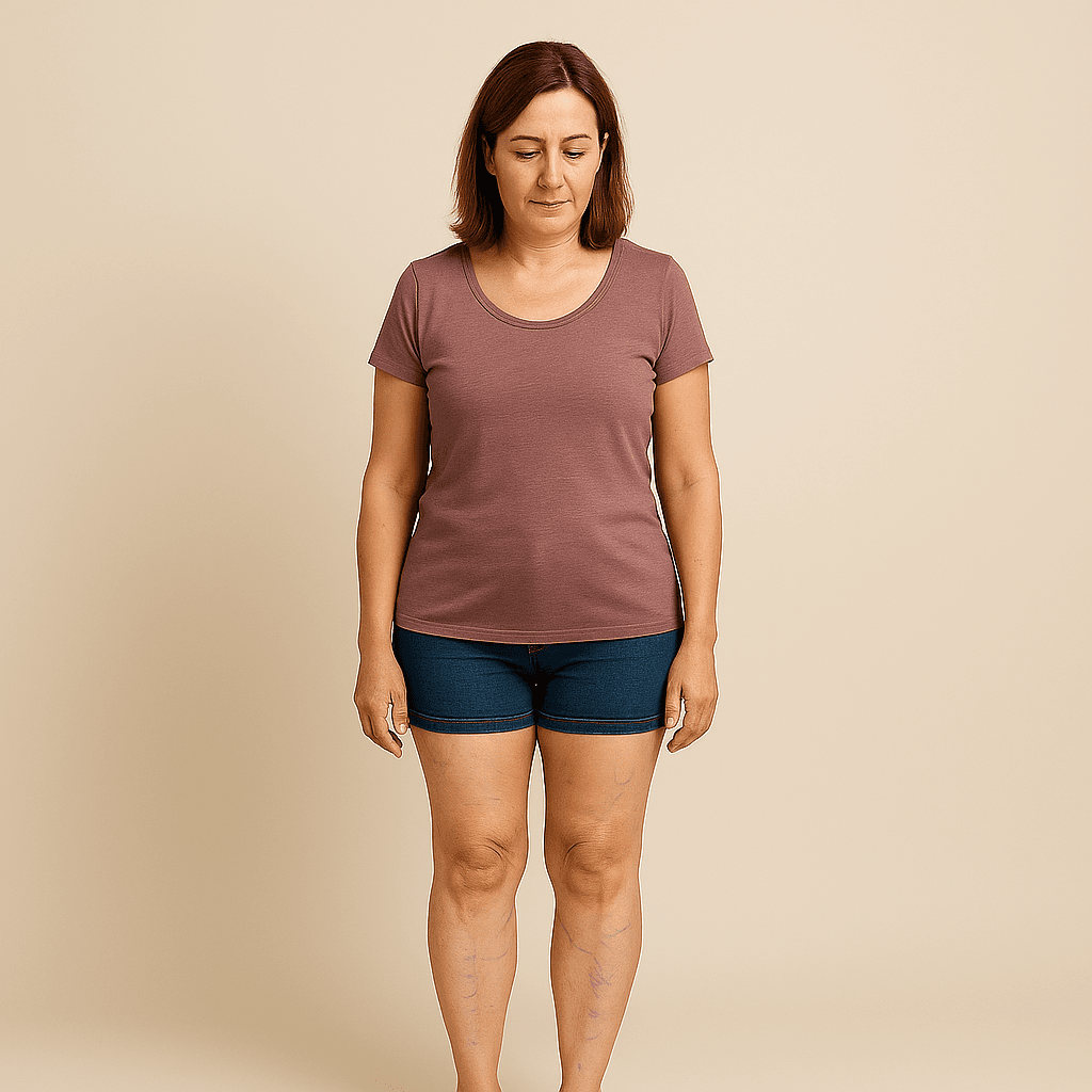 Mujer de mediana edad con varices
