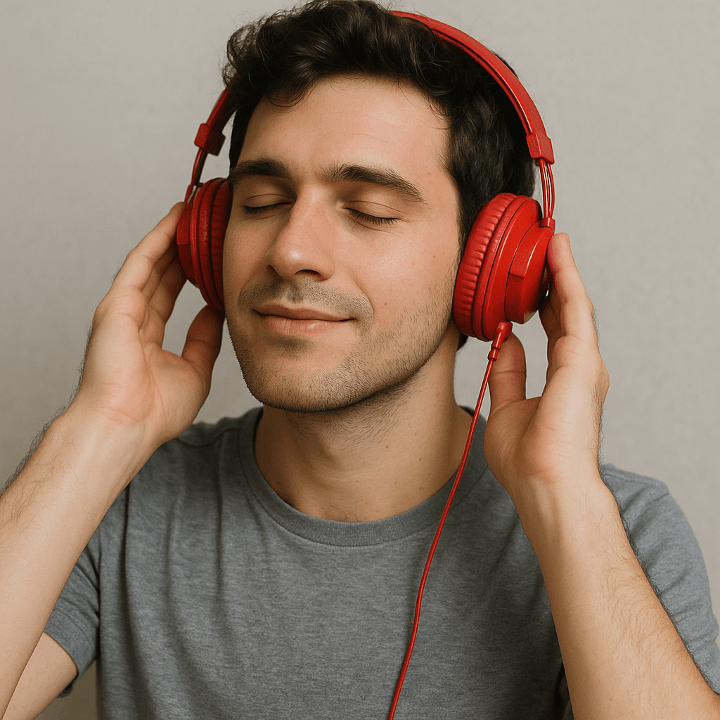 Hombre escuchando muúsica