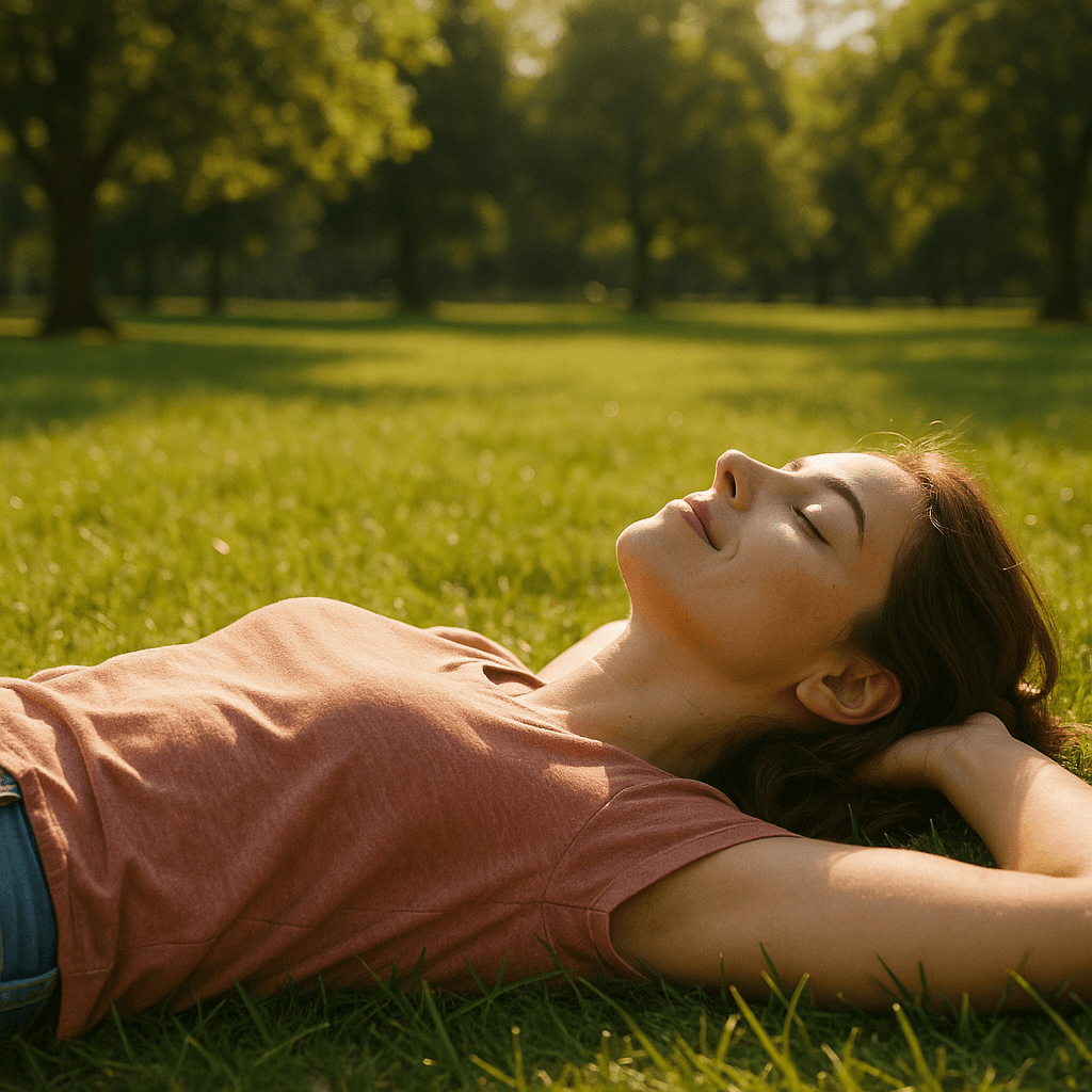 Mujer relajada al aire libre