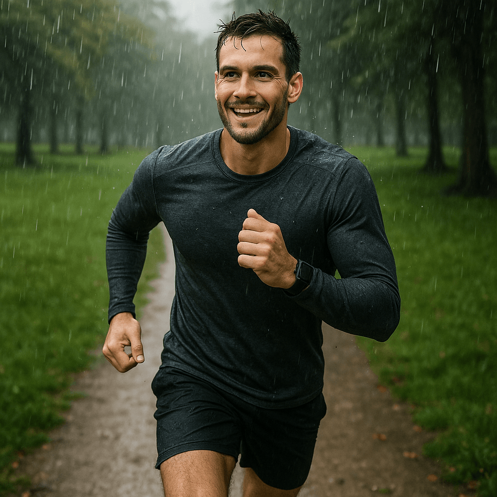 Trotando bajo la lluvia
