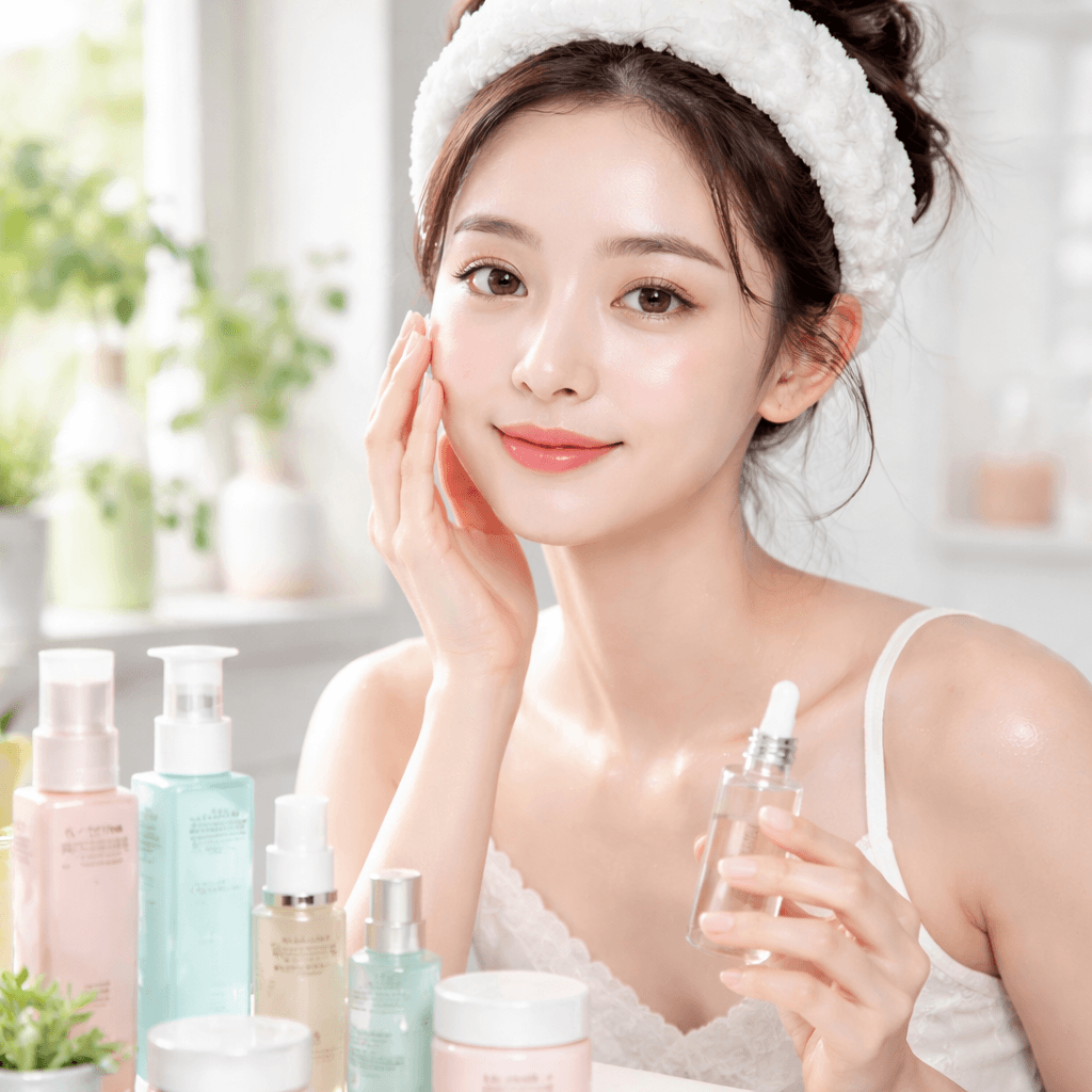 Mujer aplicando un skin care